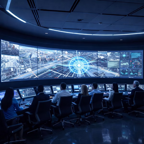 Control room video wall installed in a government operations centre in Oman