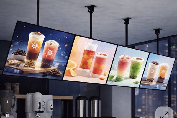 Digital menu board LED display installed in a restaurant in Muscat, Oman