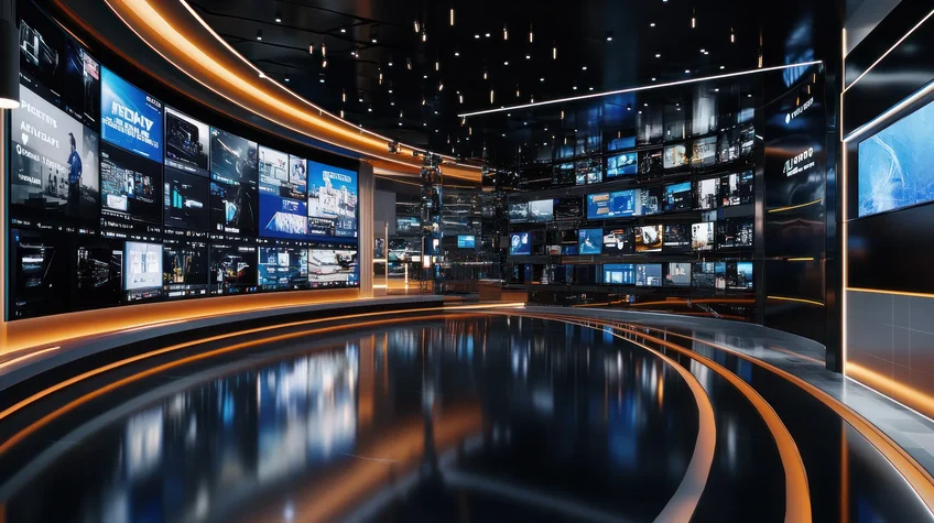 Modern control room in Oman with multiple screen video wall display configuration