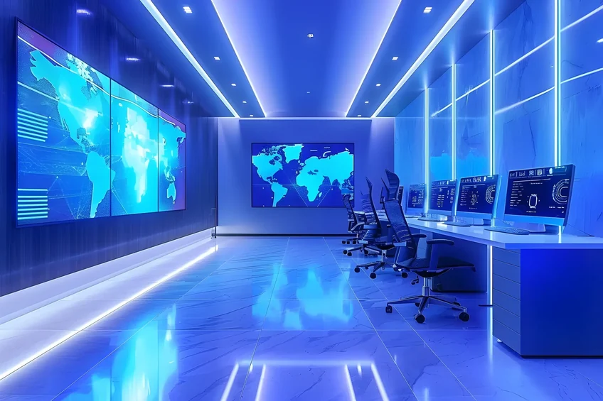 LED monitoring wall installed in an Oman security operations centre