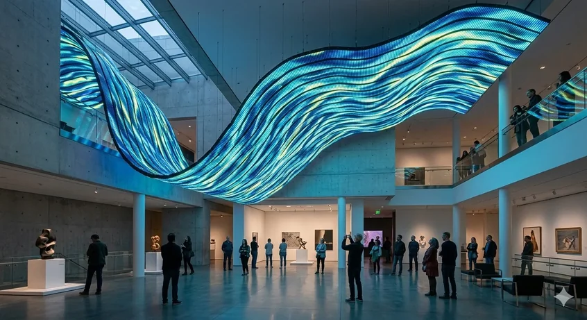 360-degree flexible LED display wrapping a retail column in a Muscat shopping mall &mdash; flexible LED video wall by Elite Infotech Oman