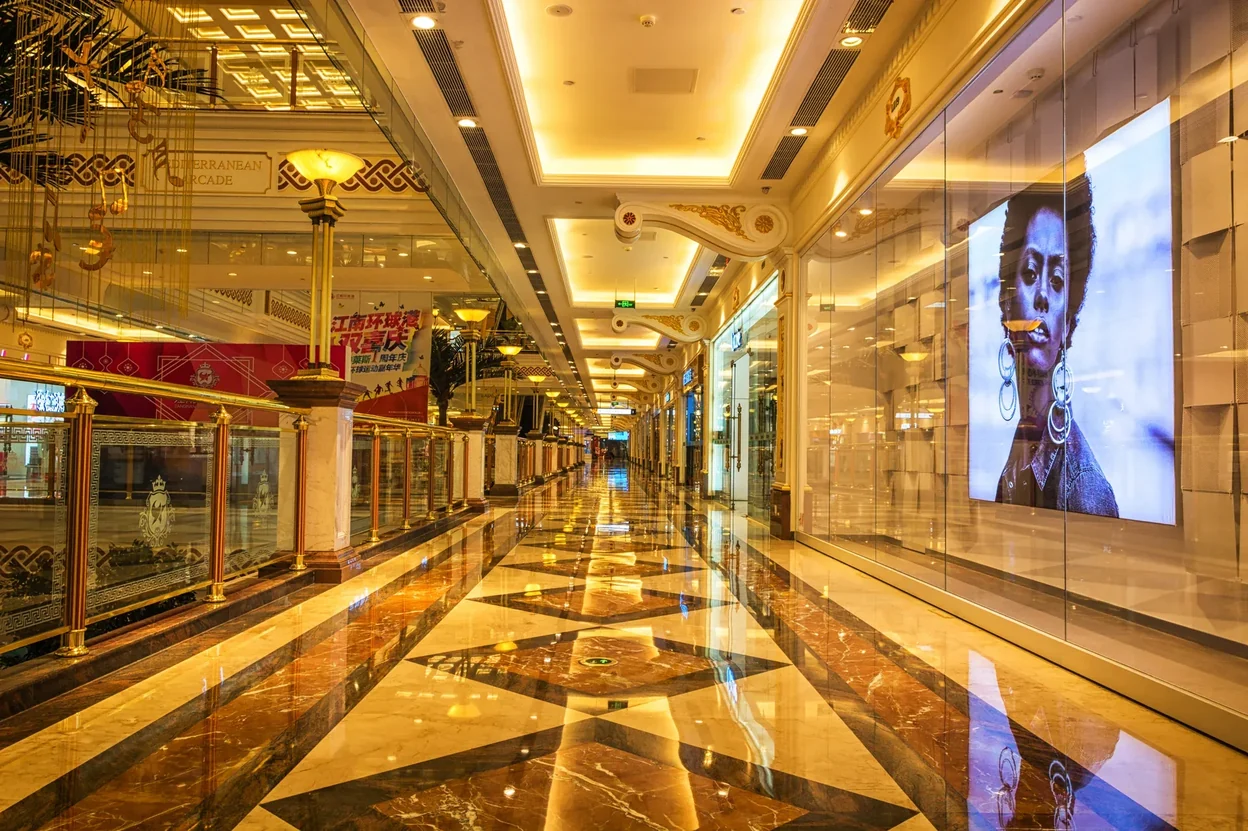 In-store retail LED display screen in an Oman shop — installed by Elite Infotech